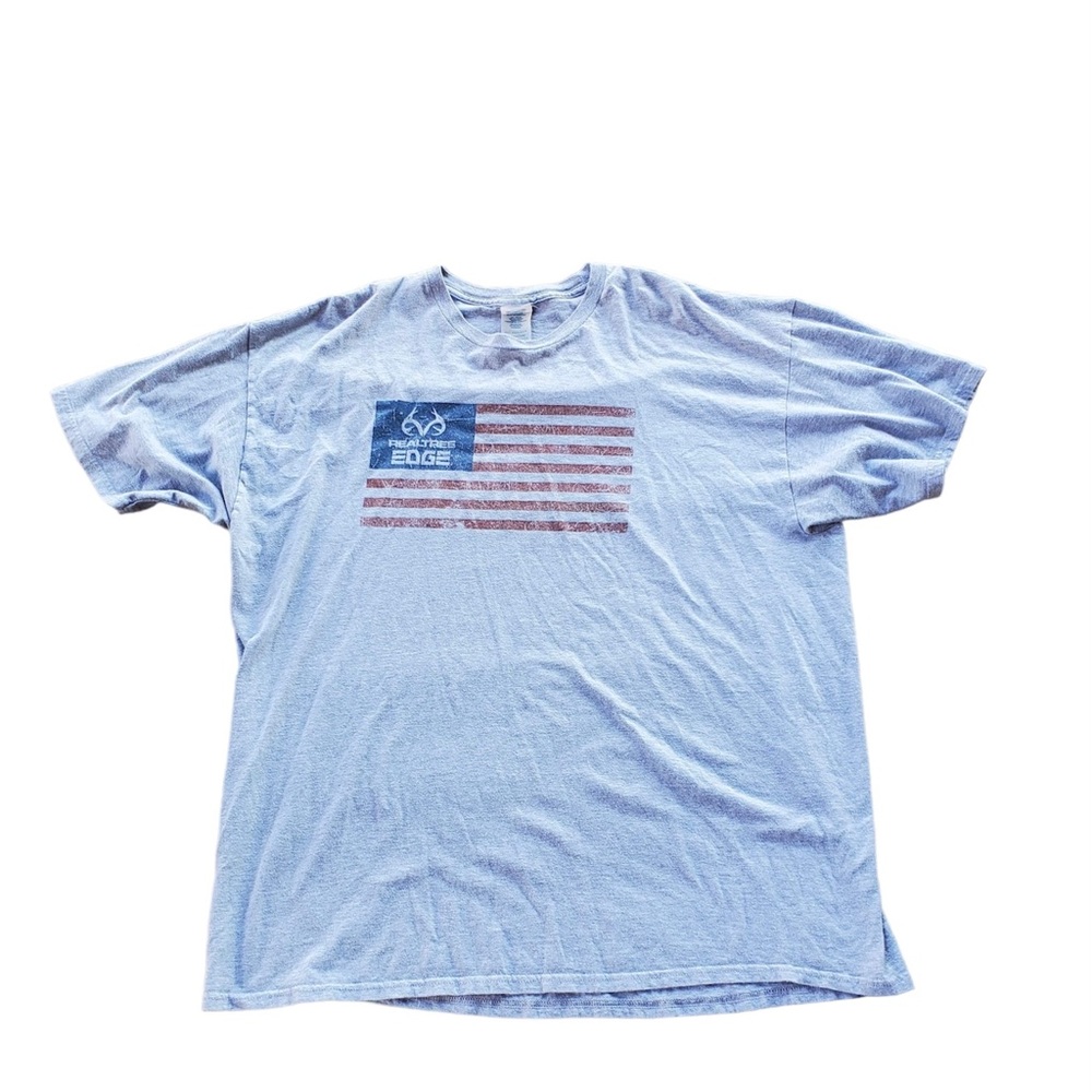 Real Tree , T-shirt, rare,grey, with American flag size 2 XL